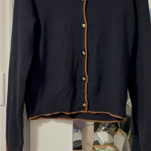 Mango Black Cardigan with Brown Trim. New with tag - Picture 7 of 10
